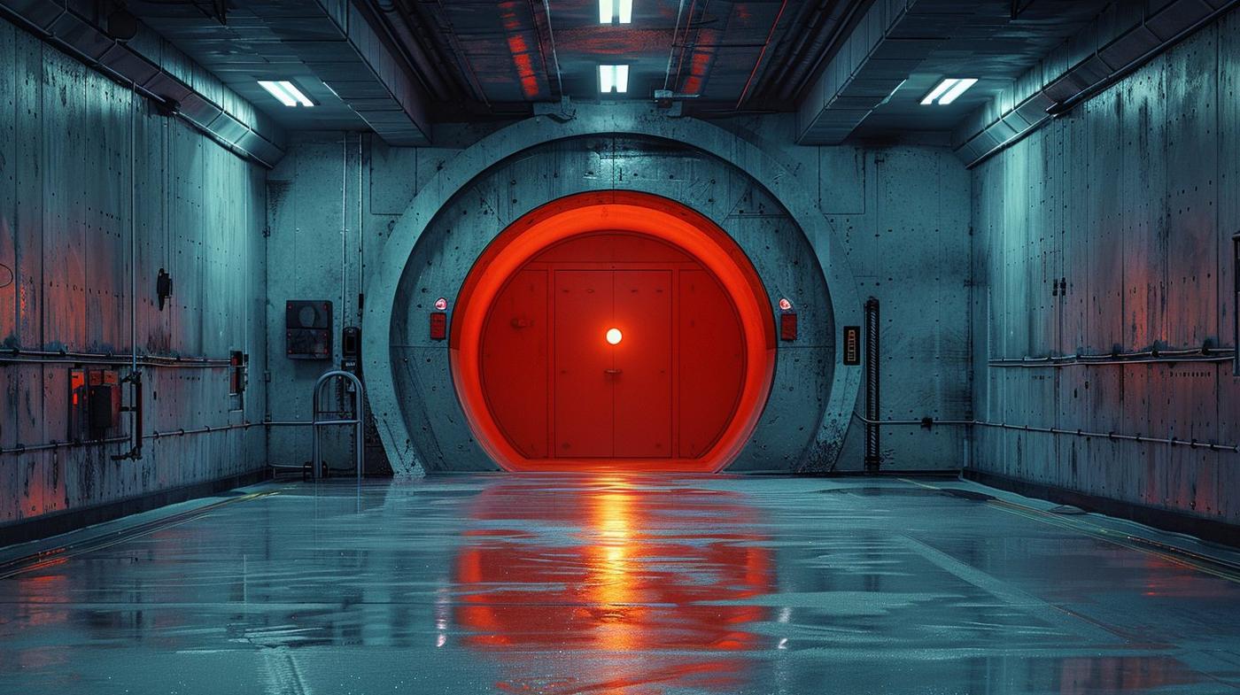 A heavy bunker door